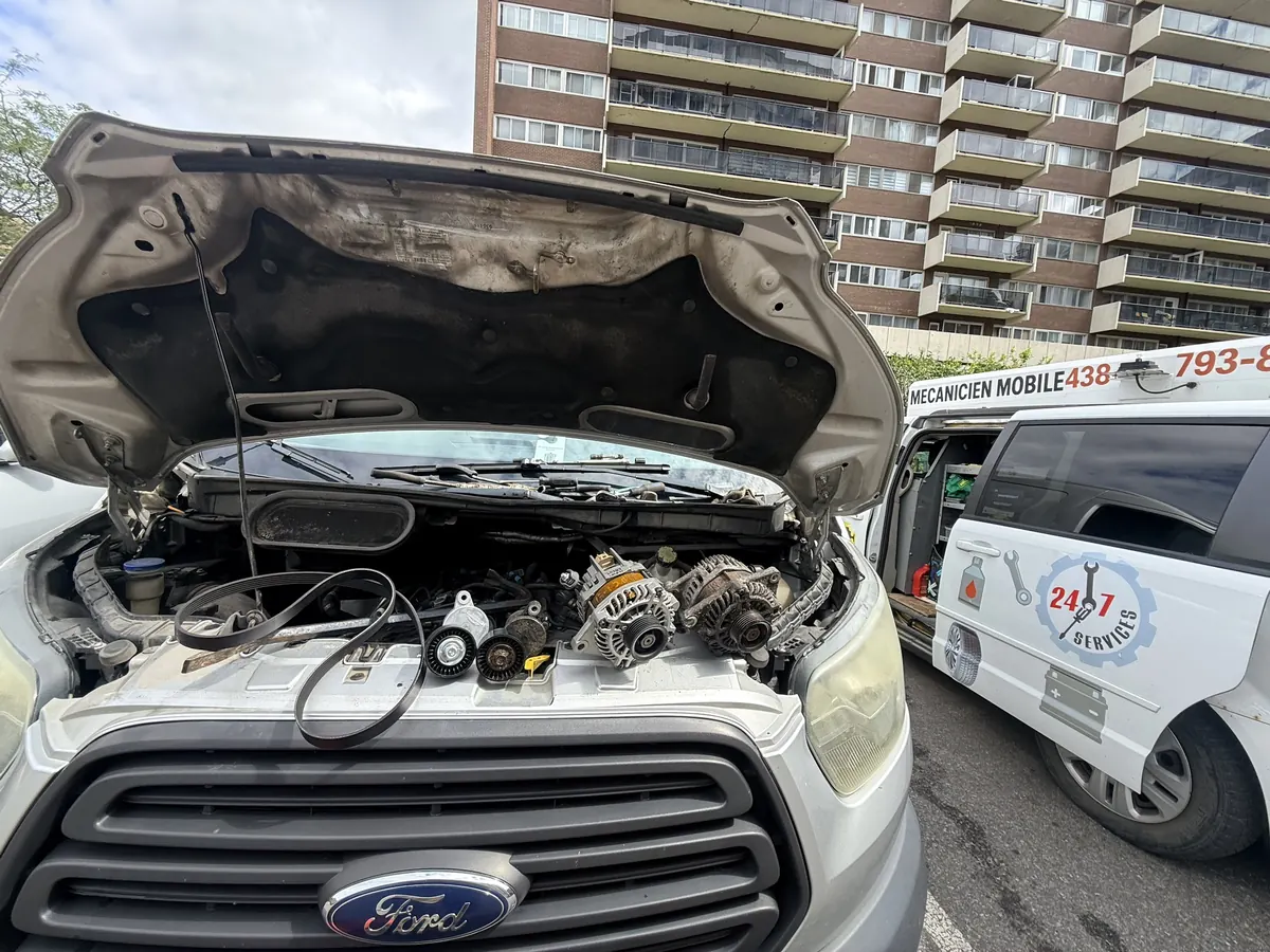Ford Transit: Alternator, belt tensioner and idler pulley